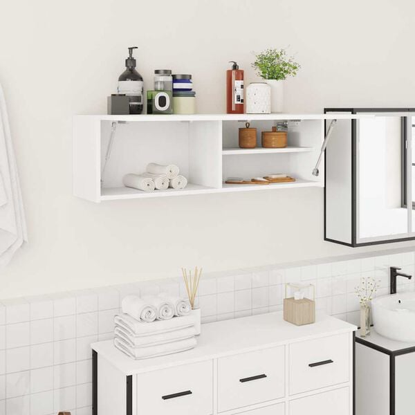vidaXL Mobile da Bagno a Parete Bianco 100x25x30 cm in Truciolato