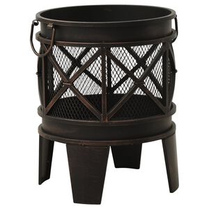 vidaXL Braciere Rustico con Attizzatoio &Phi;42x54 cm in Acciaio
