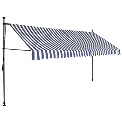 vidaXL Tenda da Sole Retrattile Manuale con LED 350 cm Blu e Bianca