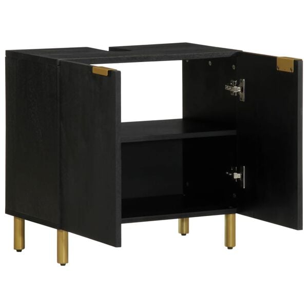 vidaXL Mobile Lavabo da Bagno Nero 62x33x58 cm in Legno Multistrato