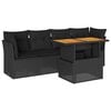 vidaXL Set Divani da Giardino 5 pz con Cuscini in Polyrattan Nero