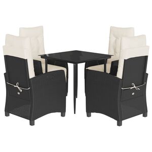 vidaXL Set da Pranzo da Giardino 5 pz Nero con Cuscini in Polyrattan