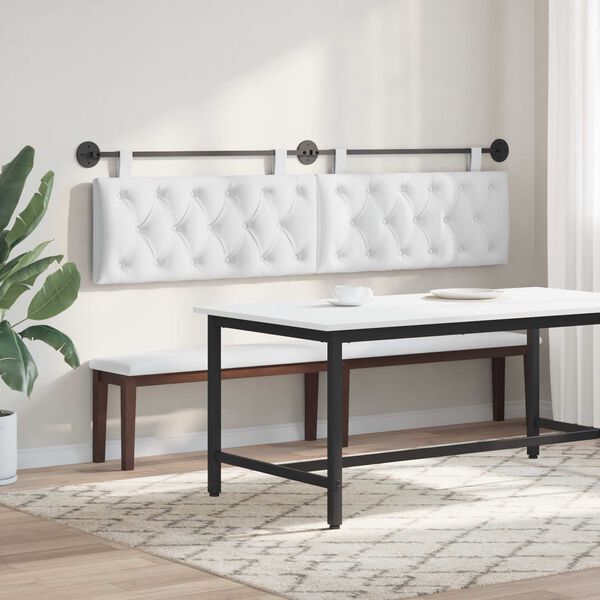 vidaXL Testata appesa Bianco 210 x 55 x 7 cm Tessuto