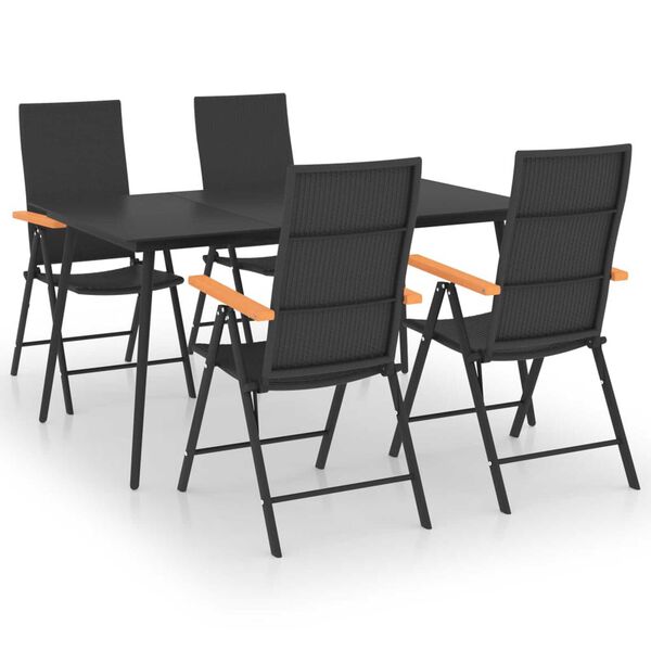vidaXL Set da Pranzo da Giardino 5 pz Nero e Marrone