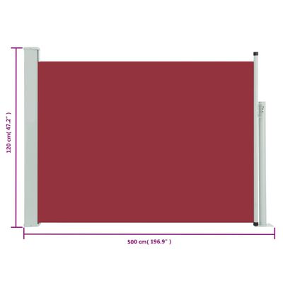 vidaXL Tenda Laterale Retrattile per Patio 117x500 cm Rossa