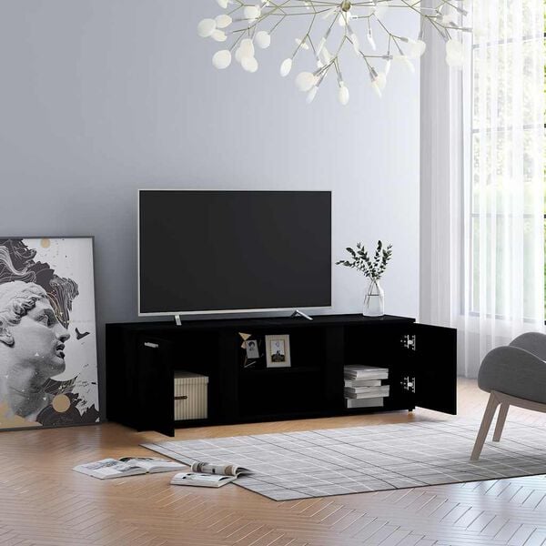 vidaXL Mobile Porta TV Nero 120x34x37 cm in Legno Multistrato
