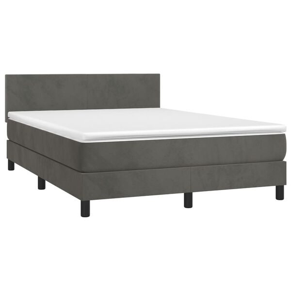 vidaXL Letto a Molle con Materasso e LED Grigio Scuro 140x190 cm