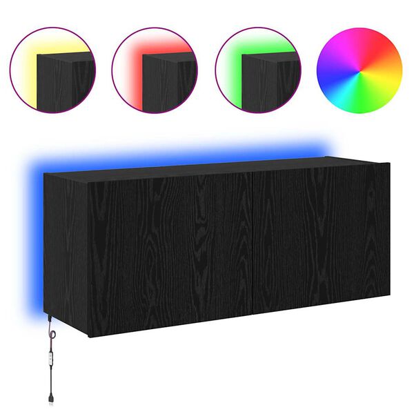 vidaXL Mobile TV da parete Rovere Nero 100 x 35 x 41 cm