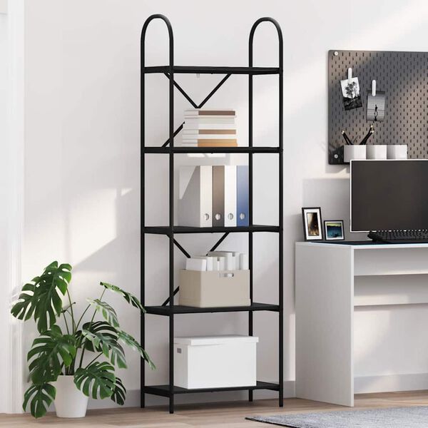 vidaXL Libreria Rovere Nero 60 x 30 x 183 cm Legno multistrato