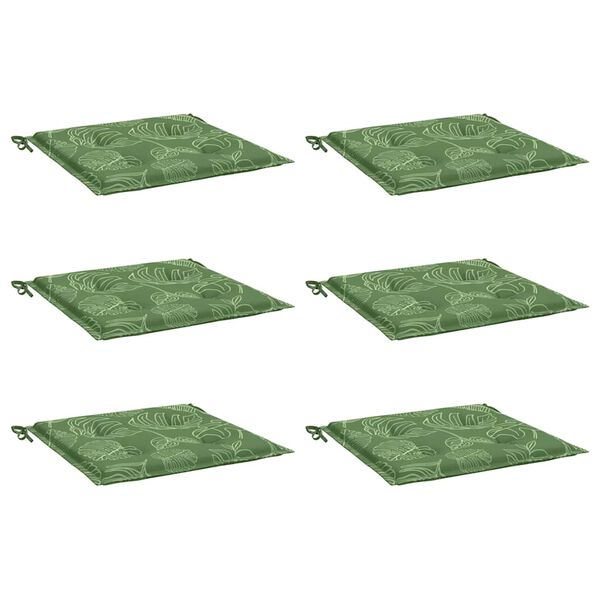 vidaXL Cuscini per Sedia 6 pz Motivo a Foglie 50x50x4 cm in Tessuto