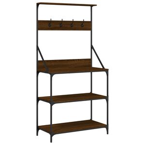 vidaXL Scaffale Cucina Ganci 4Ripiani Rovere Marrone Legno Multistrato
