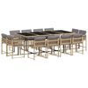 vidaXL Set Pranzo da Giardino 13 pz con Cuscini Beige Misto Polyrattan