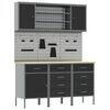 vidaXL Mobile da lavoro 7 pcs Nero Legno ingegnerizzato e acciaio