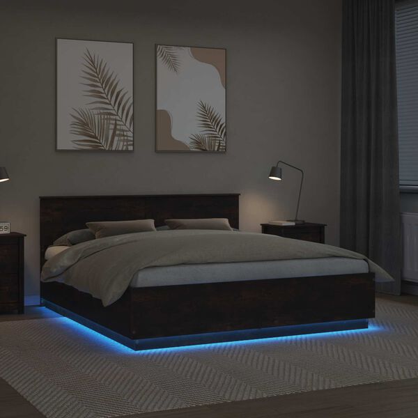 vidaXL Struttura del letto Rovere fum&eacute; 200 x 200 cm Legno multistrato