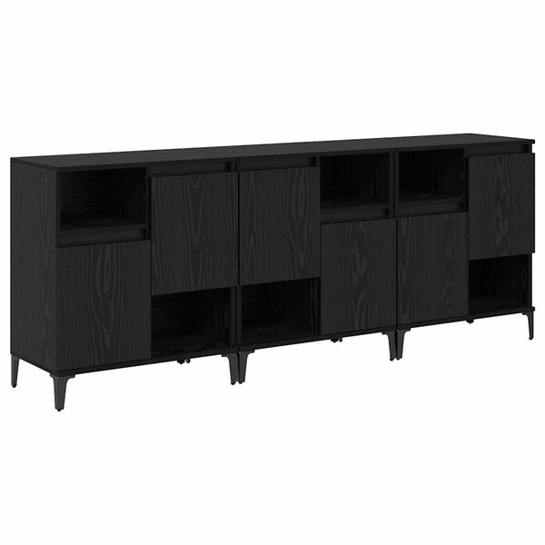 vidaXL Sideboards 3 pcs Rovere Nero 60 x 35 x 70 cm Legno multistrato