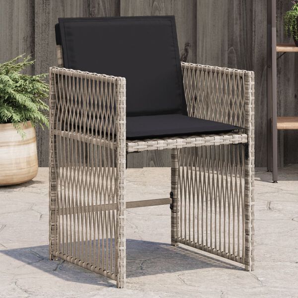vidaXL Sedie da Giardino con Cuscini 4 pz Grigio Chiaro in Polyrattan