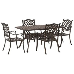 vidaXL Set da Pranzo per Giardino 5 pcs Bronzo Alluminio
