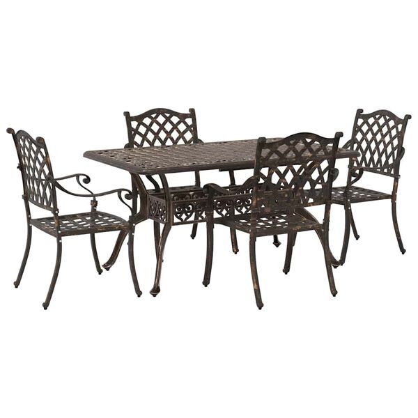 vidaXL Set da Pranzo per Giardino 5 pcs Bronzo Alluminio