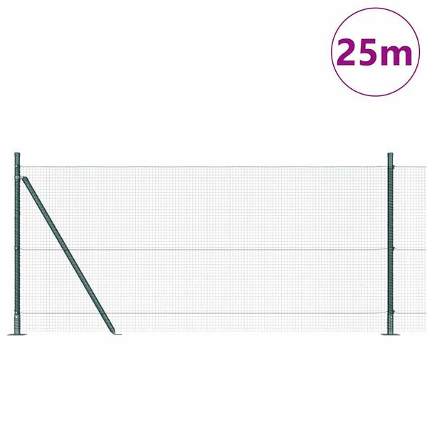 vidaXL Palo della recinzione Verde 25 x 1 m (rete 16 x 16 mm) Acciaio
