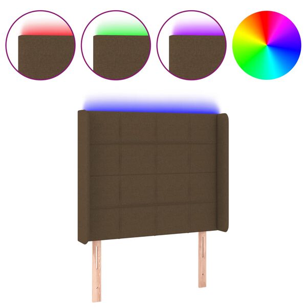 vidaXL Testiera a LED Marrone Scuro 93x16x118/128 cm in Tessuto