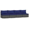 vidaXL Divano a 4 Posti con Cuscini in Polyrattan Grigio