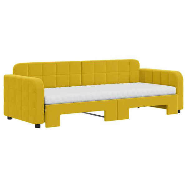 vidaXL Divano Letto Estraibile con Materassi Giallo 80x200 cm Velluto