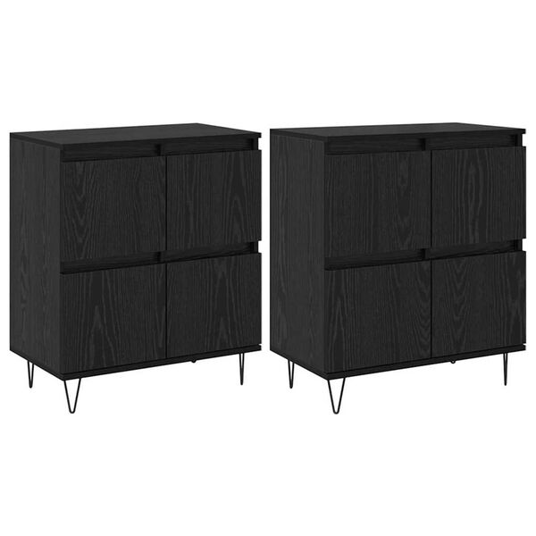 vidaXL Sideboards 2 pcs Rovere nero 120 x 35 x 70 cm Legno multistrato
