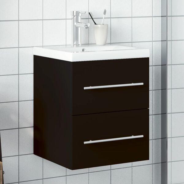 vidaXL Mobile da Bagno con Lavabo Integrato Nero