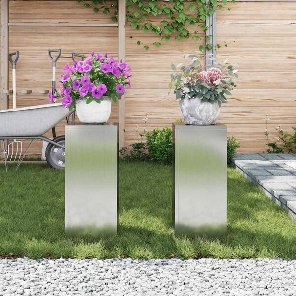 vidaXL Supporto per piante 2 pcs Argento 24 x 24 x 55 cm