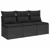 vidaXL Divano da giardino con cuscini 3 posti nero in polyrattan