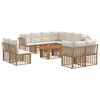vidaXL Set Divano da Giardino 12 pz Naturale e Bianco Crema polyrattan