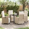 vidaXL Set da Pranzo per Giardino con cuscino 5 pcs Beige polyrattan