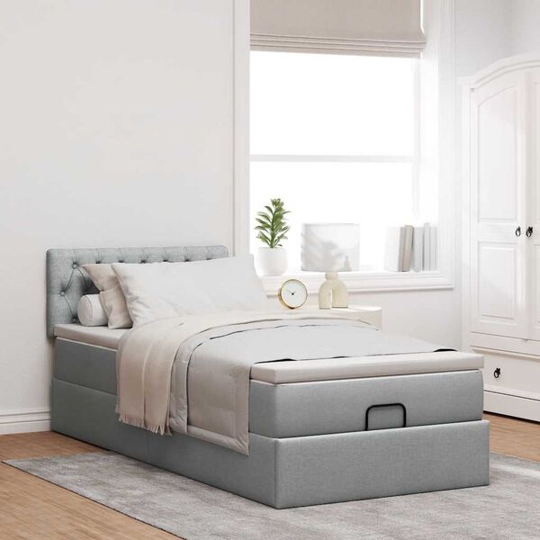 vidaXL Struttura Letto Pouf con Materasso 80x200 cm in Tessuto