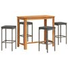 vidaXL Set Bar Giardino 5pz Grigio Legno Massello Acacia e Polyrattan