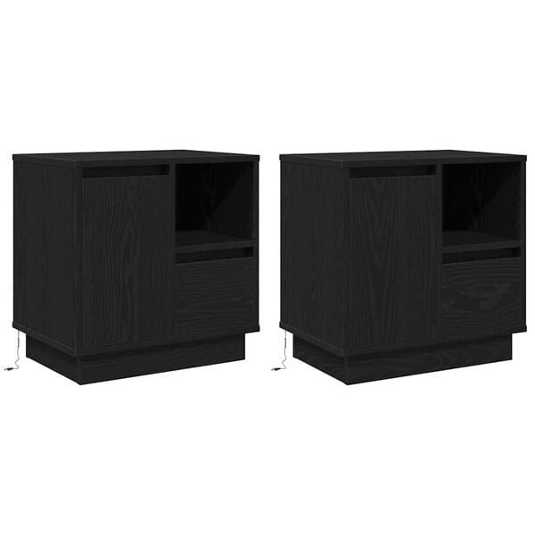 vidaXL Armadio da Notte 2 pcs Rovere Nero 50 x 34,5 x 50 cm.
