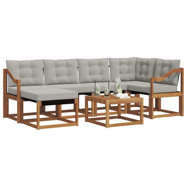 vidaXL Set di divani da esterno 7 pcs Grigio Naturale e Chiaro