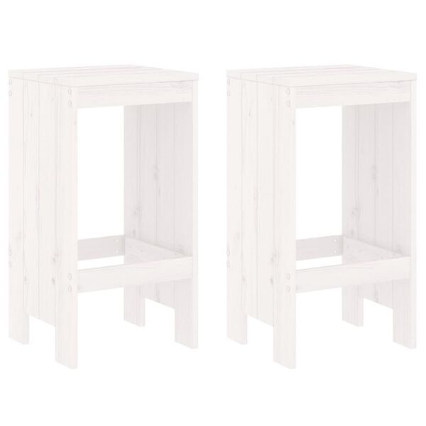 vidaXL Sgabelli da Bar 2 pz Bianchi 40x36x75 cm Legno Massello di Pino