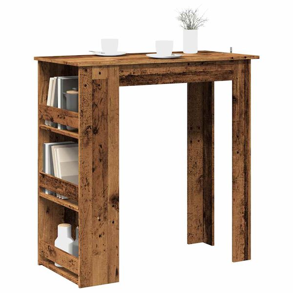 vidaXL Tavolo da Bar con Ripiano Legno Antico 102x50x103,5 cm