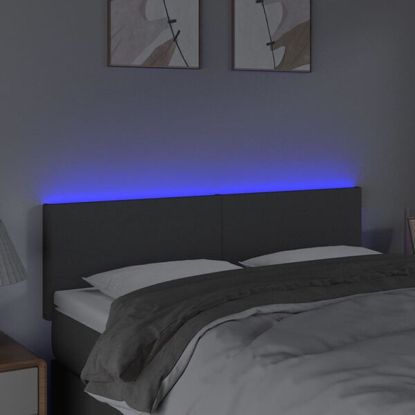 vidaXL Testiera a LED Grigio Scuro 144x5x78/88 cm in Tessuto