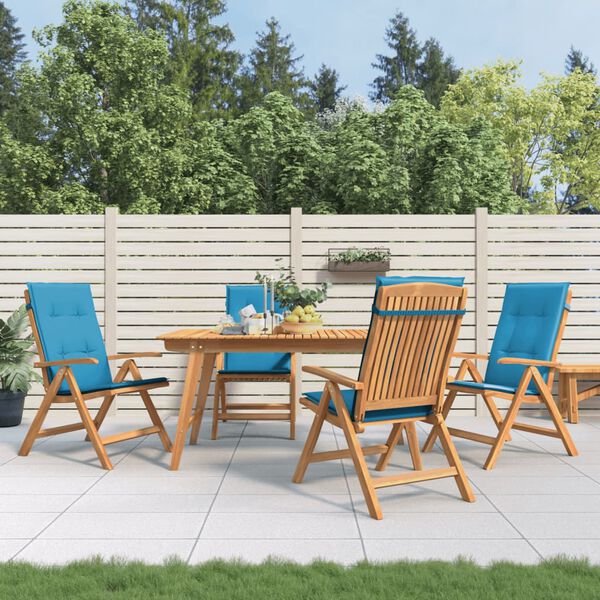 vidaXL Sedie da Giardino Reclinabili con Cuscini 4 pz in Legno di Teak