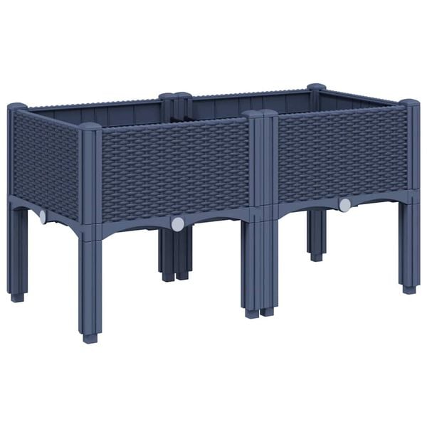 vidaXL Fioriera da Giardino con Gambe Grigio Blu 80x40x42 cm in PP