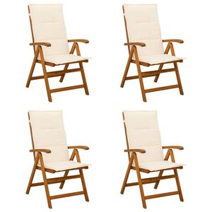 vidaXL Sedie da giardino reclinabili 4 pz Naturale