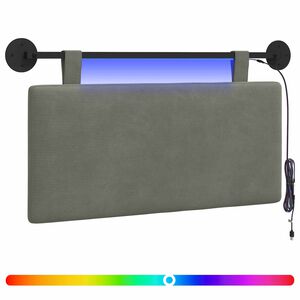 vidaXL Testiera sospesa Con luce LED Grigio Chiaro Tessuto in Cords