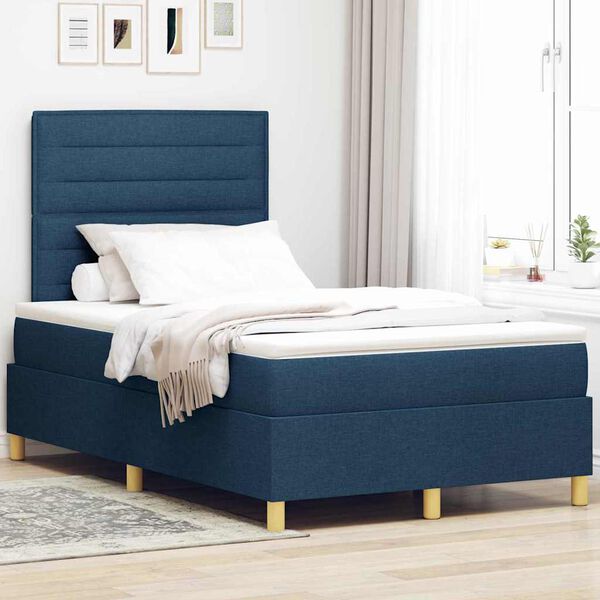 vidaXL Letto a molle con materasso Blu 120 x 190 cm Tessuto