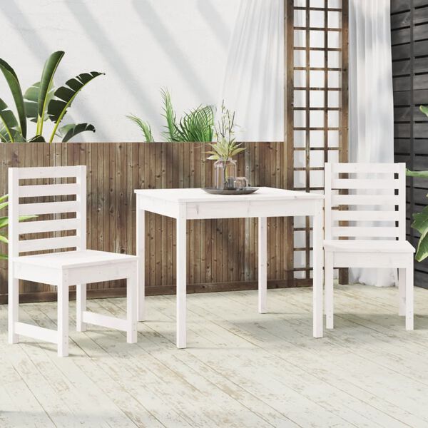 vidaXL Set da Bistrot da Giardino 3pz Bianco in Legno Massello di Pino