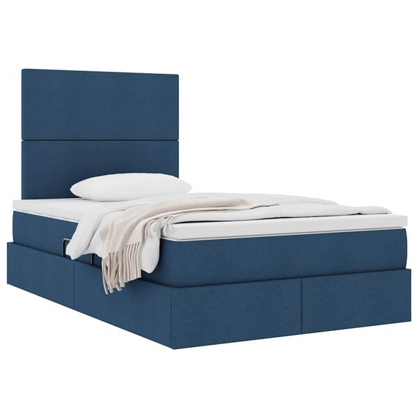 vidaXL Letto con Contenitore Blu 120 x 200 cm Pelle Sintetica