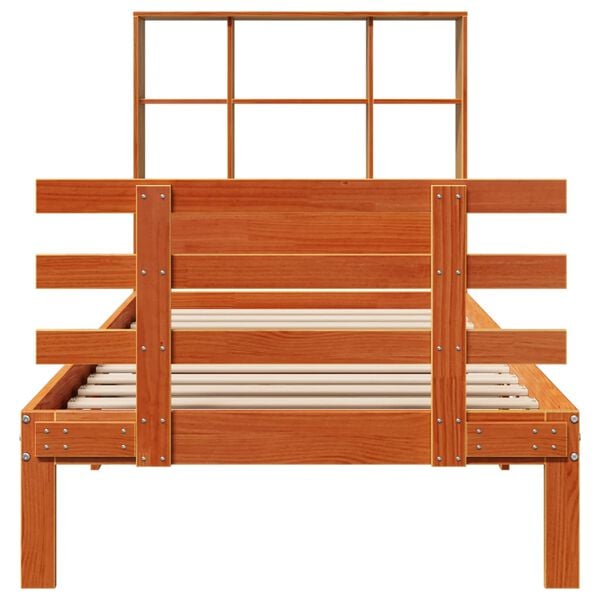 vidaXL Letto Libreria senza Materasso Marrone Cera 75x190 cm in Pino