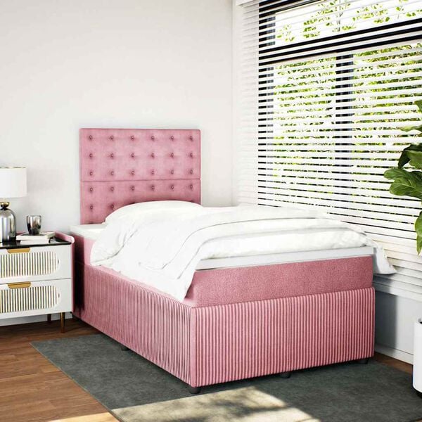 vidaXL Giroletto a Molle con Materasso Rosa 120x190 cm in Velluto