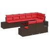 vidaXL Set Divano da Giardino Marrone e Rosso Poly Rattan