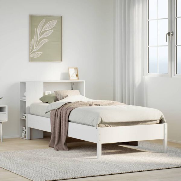 vidaXL Letto Libreria senza Materasso Bianco 100x200 cm Legno di Pino